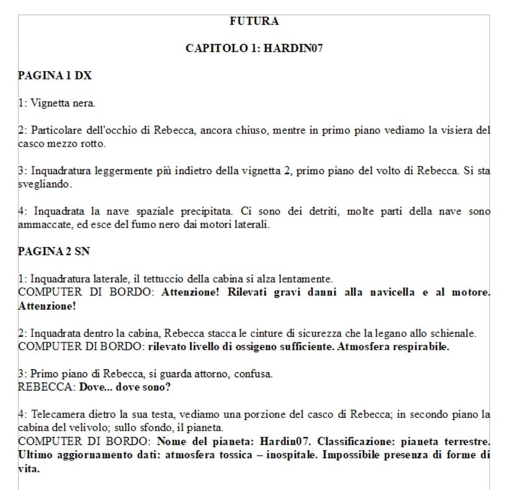 un esempio di sceneggiatura