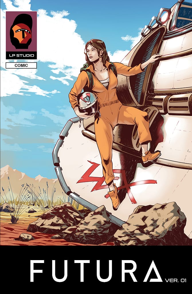 l'immagine di copertina del primo numero di Futura, fumetto di fantascienza di leonardo piantoni